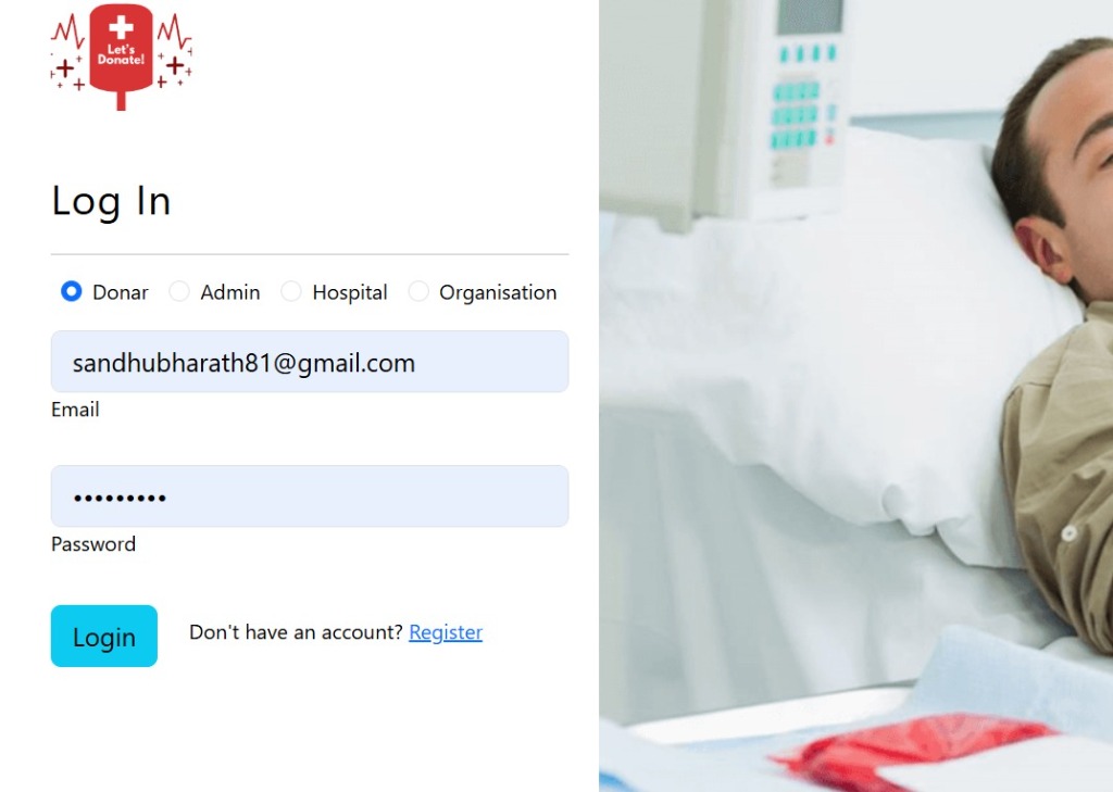 Blood Bank Log In Portal