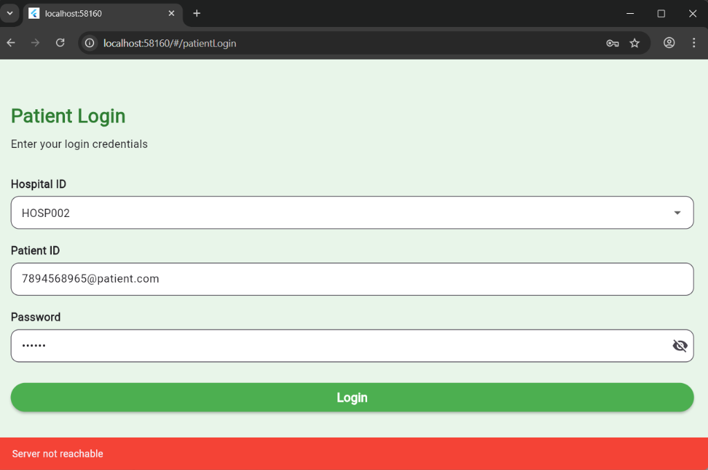 Patient Login Interface